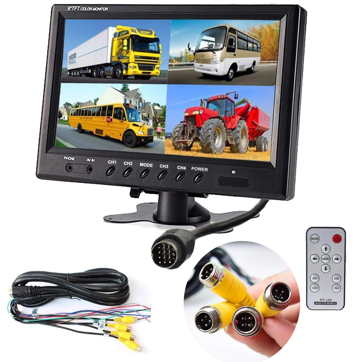 4CH 4Pin Aviation Uvusee DC12V-24V " ЖК-дисплей монитор 4CH 4-контактный разъем авиационный AV видео вход для автомобиль грузовик заднего обзора/наблюдения Системы - Цвет: 4CH 4Pin Aviation