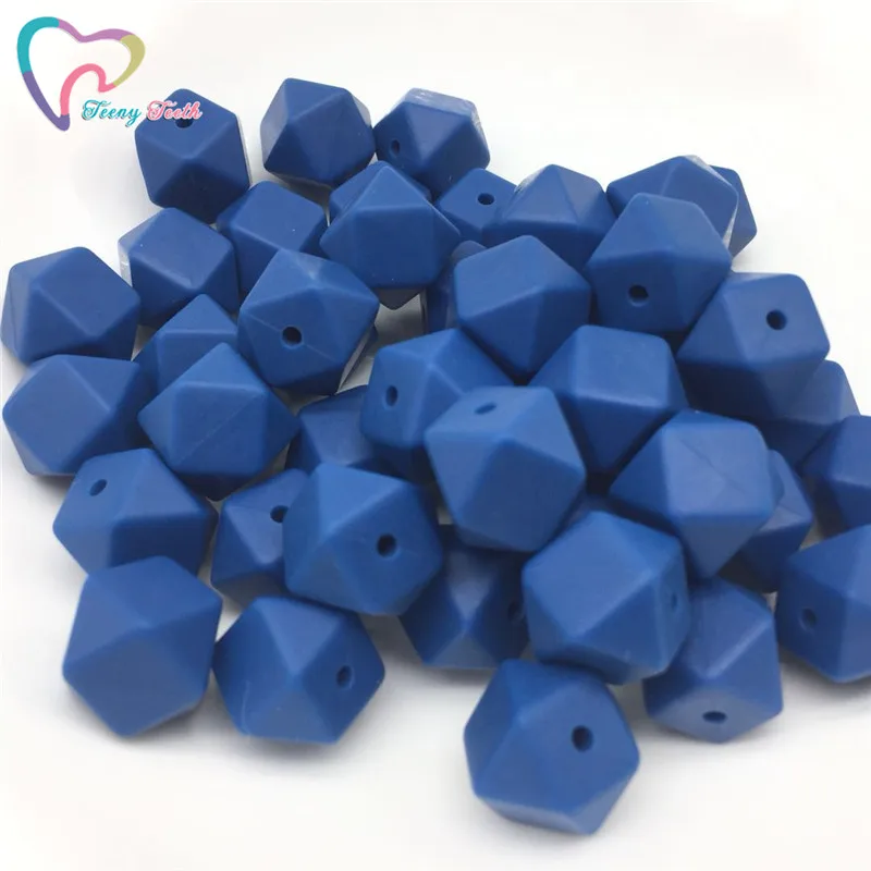 Sapphire Blue Teeny teeth 10 шт. 14 мм шестигранные Силиконовые бусы для прорезывания зубов детские DIY игрушечный детский душ подарок ожерелье соска цепь Силиконовые бусы - Цвет: Sapphire Blue