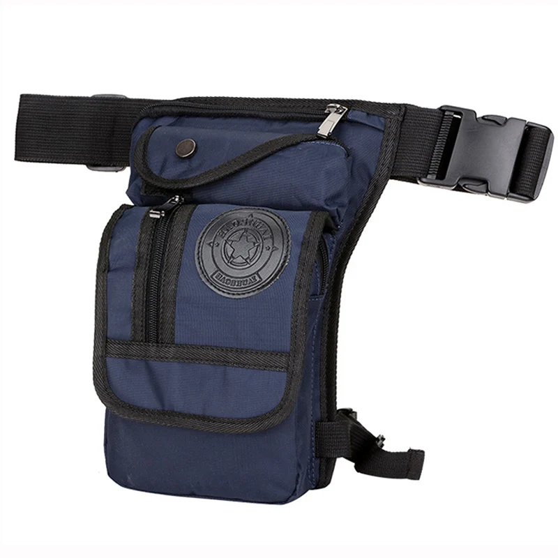 Blue Leg Bag Мужская сумка для ног в стиле хип-хоп, водонепроницаемая нейлоновая сумка для ног, мужская сумка для мотоциклистов и байкеров, поясная сумка, Многофункциональный тактический пояс, дорожный несессер - Цвет: Blue Leg Bag
