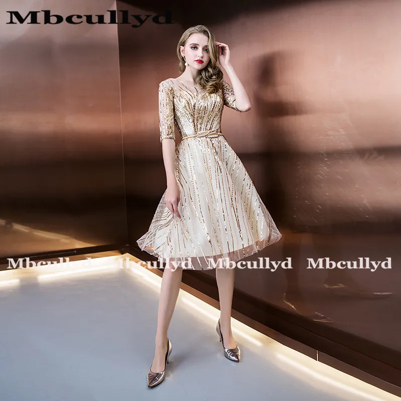 Великолепные Выпускные платья Mbcully с рукавом до локтя V образным вырезом 2020