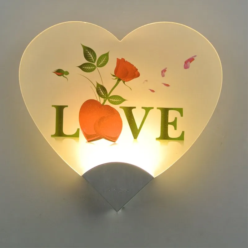 modern minimalist Wall lamp bedside bedroom aisle living room led warm creative acrylic heart-shape indoor wall lights | Освещение
