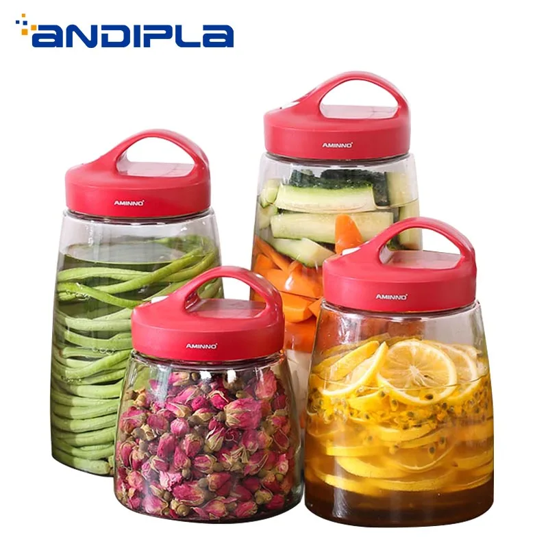 Прозрачный стеклянный контейнер для дома кимчи алтарь Марина банка хранения