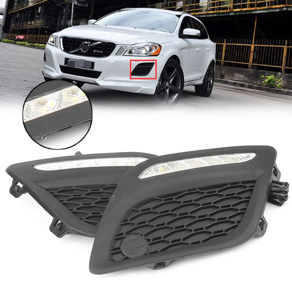 Белый светодиодный Габаритные огни DRL комплект противотуманных фар для Volvo XC60 2011 2012 2013, 11, 12, 13 лет, запчасти для автомобиля аксессуары