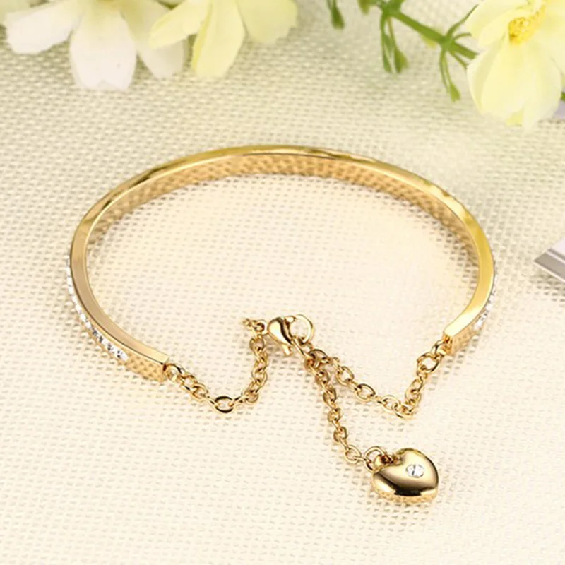 Vnox Элегантные Кристаллы Браслет для Для женщин Браслеты с подвесками сердце