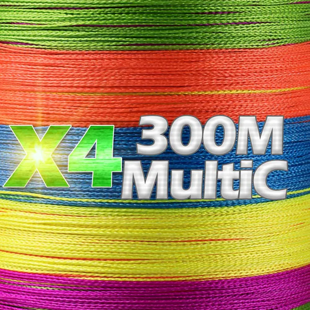 X4-300M-MultiC JOSBY 300 м 500 м 1000 м 4 нити 8 нитей многоцветная ПЭ плетеная проволока многофиламентная супер сильная леска 4 вида цветов 10-80 фунтов - Цвет: X4-300M-MultiC
