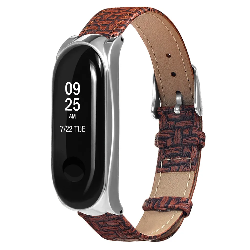 Кожаный ремешок с тканым узором для Xaio mi Band 3, сменный ремешок на запястье Xao mi Xio mi Xiao mi band bnad3, ремешок на запястье