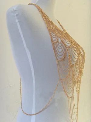 Женское Ожерелье бикини Chran BSN205 цепочка с металлическими элементами на плечах в