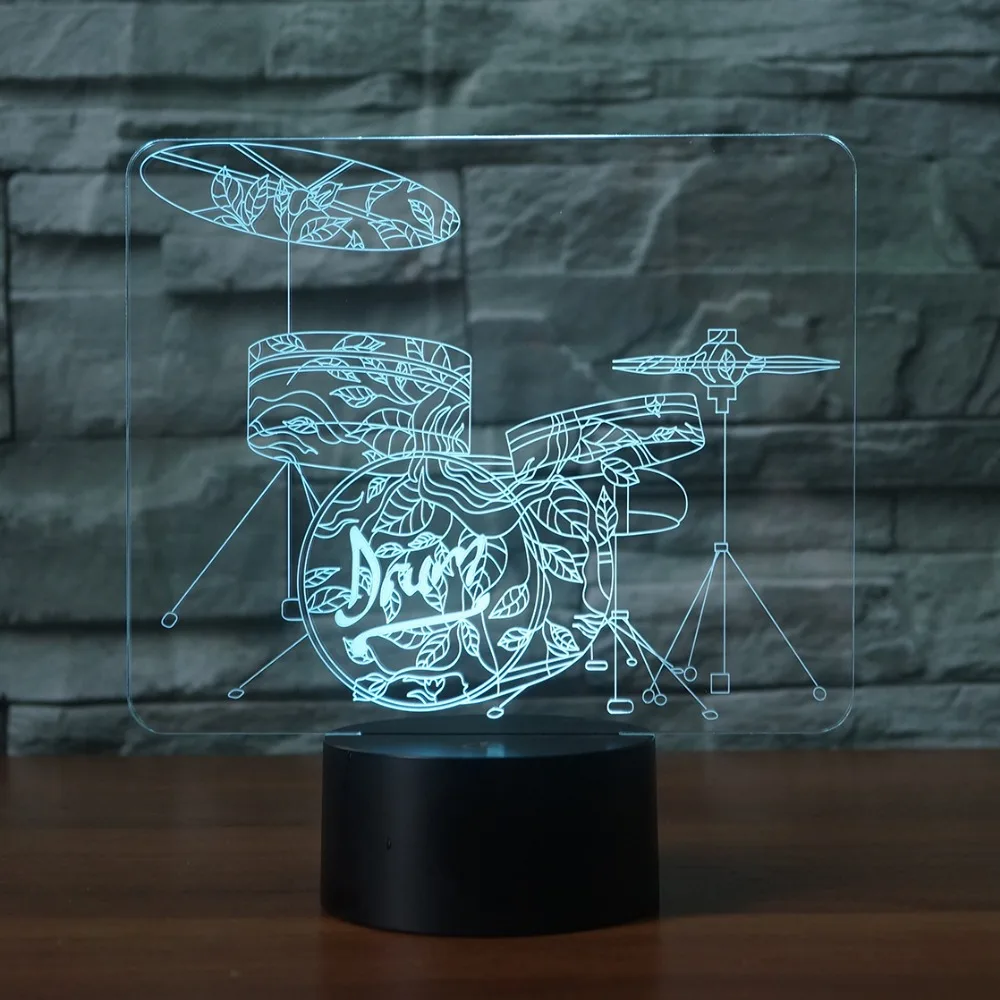 Дизайн художественного барабана 7 меняющихся цветов 3d иллюзия ночник