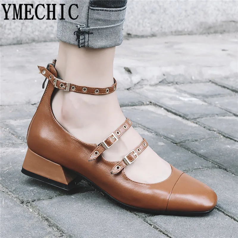 Женские вечерние туфли гладиаторы YMECHIC из натуральной кожи на среднем каблуке с