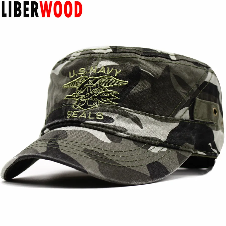 Мужская хлопковая шляпа LIBERWOOD темно синяя кепка с вышитой печатью в США мужская