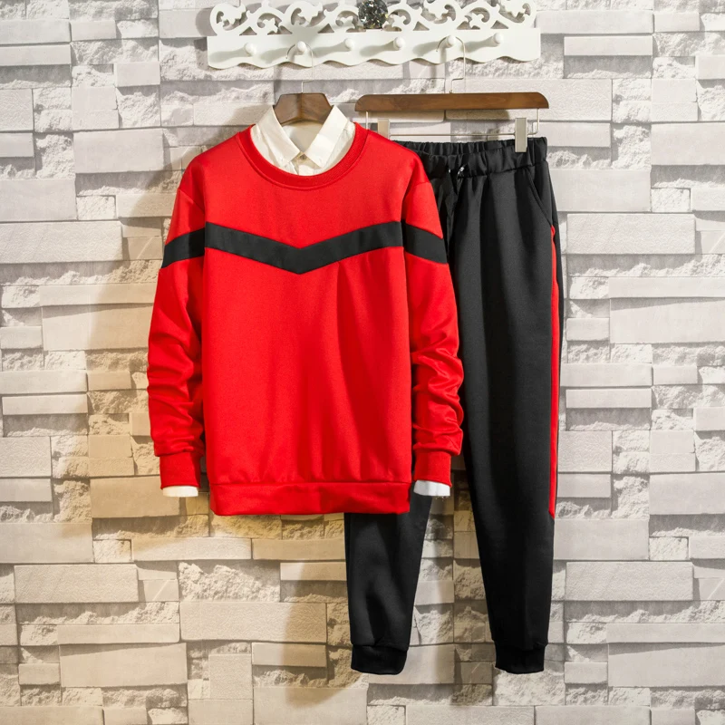 Новинка Весна 2018 мужской спортивный костюм комплект из двух предметов пуловер с