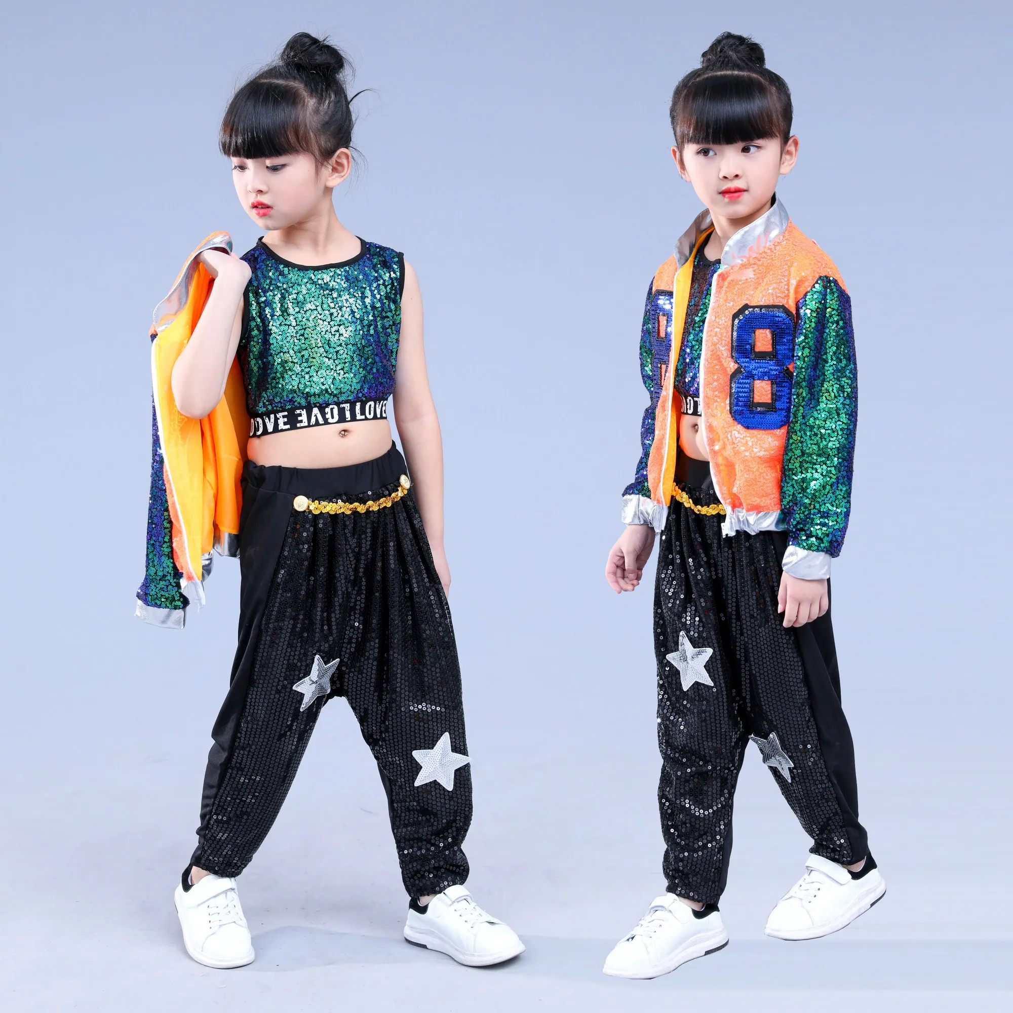 Детский костюм для джазовых танцев с длинными рукавами мальчиков и девочек в
