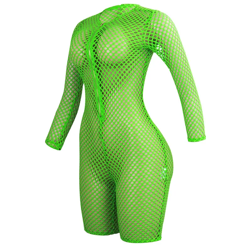 New Hot Ladies Jumpsuits Hollow See-through Slim Fit Deep V-collar Costume for Party Dancer YAA99 | Женская одежда