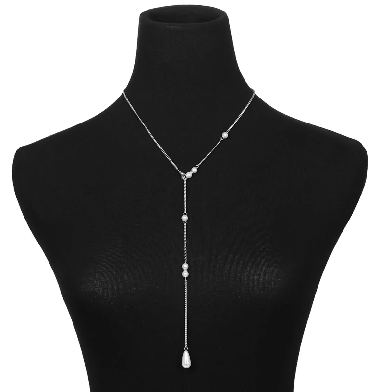 Женское длинное ожерелье сексуальная цепочка с открытой спиной жемчужное