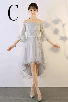 Robe de soiree, короткие платья для подружек невесты, серебристые, серые, Вечерние Платья для подружек невесты, вечерние платья, размер 6 H4187 - Цвет: C