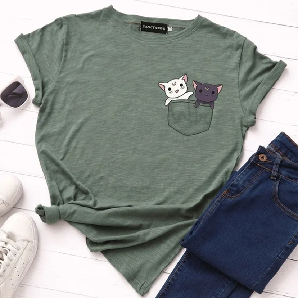 

Pocket women t shirt slogan grunge tumblr funny kawaii cute creative gift 90s young street style hipster cotton casual tees tops