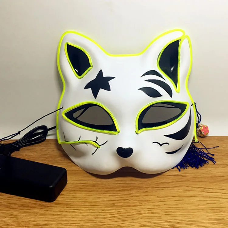 EL wire маска мигающая маскарадная светодиодная Маска Костюм кошка для светящейся