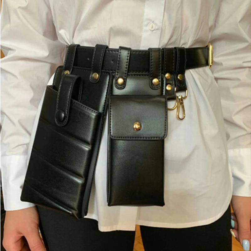 New Women Waist Bag Leather Waist Belt Bag Crossbody Chest Bags Girl Fanny Pack Small Phone Pack shoulder Strap Packs Female
