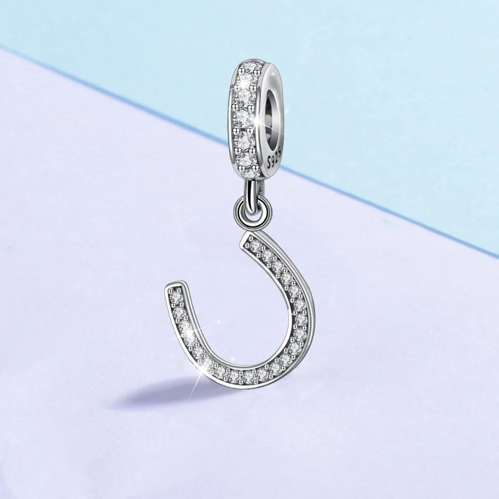 Eudora High Quality 925 Sterling Silver horseshoe CZ Beads U Charms fit Women Bracelets &amp Necklaces 2019 New Fine Jewelry CYZ116 |