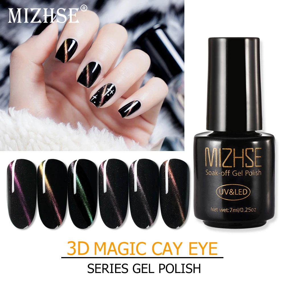 MIZHSE 5D Гель лак для ногтей кошачий глаз впитывающий УФ светодиодный кошачьих