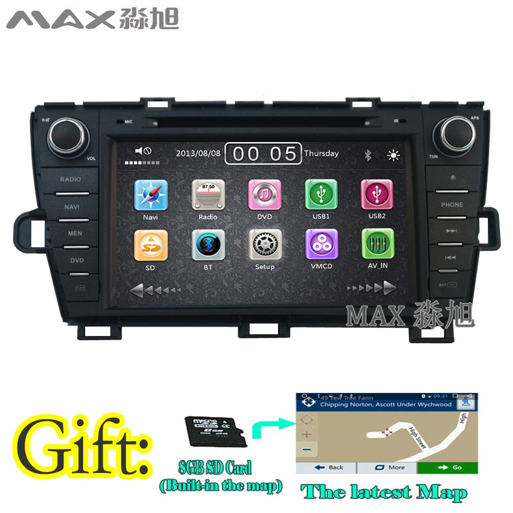 2din 8 &quotАвтомобильный dvd плеер для Toyota Prius 2008 2014 с Радио RDS BT swc GPS бесплатная карта 3G