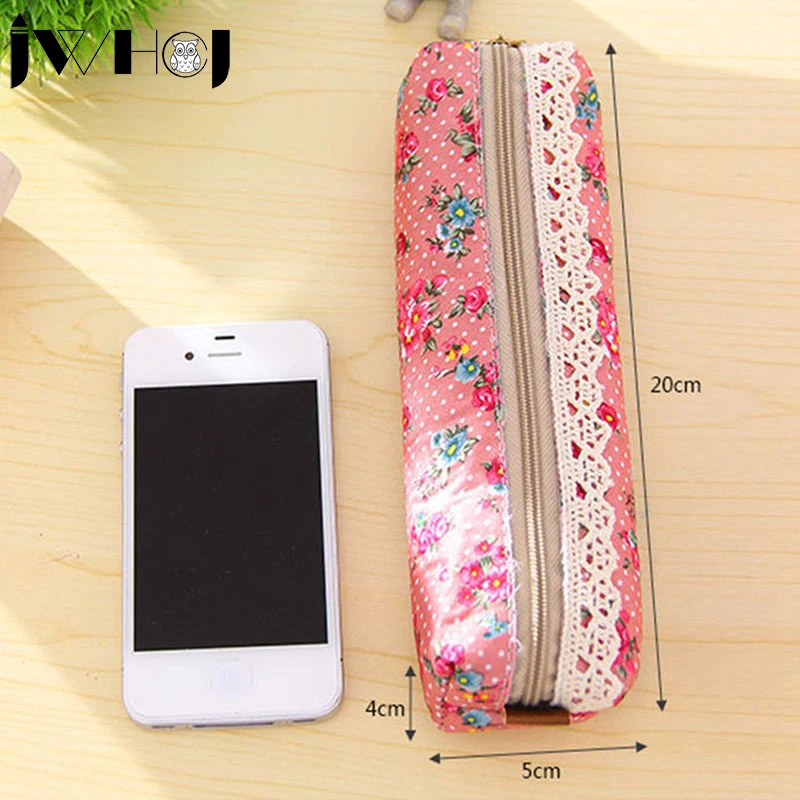 Милый холщовый карандаш в горошек многофункциональный вместительный пенал