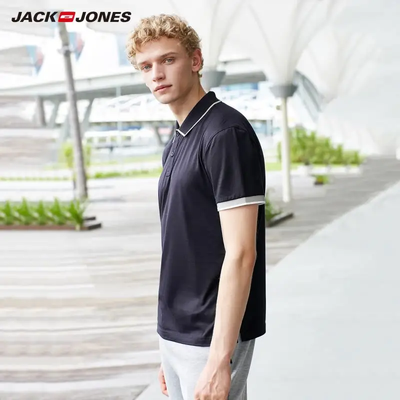 JackJones Мужская разноцветная рубашка поло с коротким рукавом C | 219106519 - Цвет: Night Sky