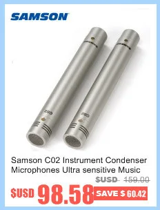 Samson C02 инструмент конденсаторный микрофоны ультра Чувствительная музыка подобрать микрофон карандаш Тип для записи