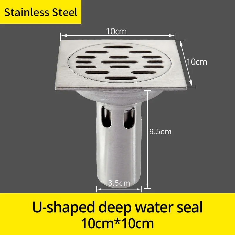 Stainless 811511-A Напольные стоки 10 см сток в полу из нержавеющей стали Ванная комната Кухня Душ двойной анти-запах трап площадь сливное отверстие для ванны BS-811510 - Цвет: Stainless 811511-A