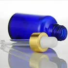 Пустой стеклянный флакон для эфирных масел синего цвета, 5 шт.лот, 5 мл, 20 мл, 50 мл, 100 мл, с алюминиевой крышкой-капельницей, из золотой латексной резины