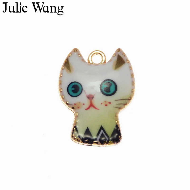 5 шт. в наборе Золотая основа из сплава Julie Wang белая эмалированная подвеска с милым