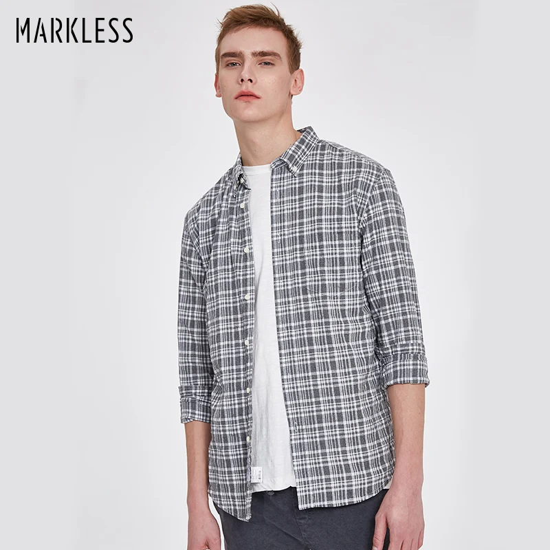 Классическая рубашка в клетку Markless Мужская Весенняя модная повседневная