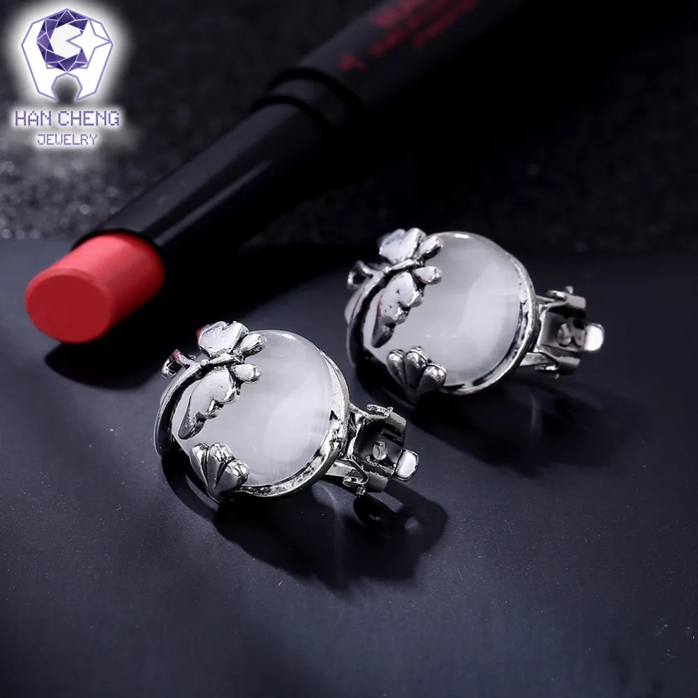 HanCheng новые модные Романтические винтажные клипсы с бабочкой огненным опалом для