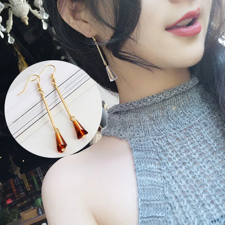 Женские Геометрические серьги с кристаллами в форме капель воды длинные 2020|long
