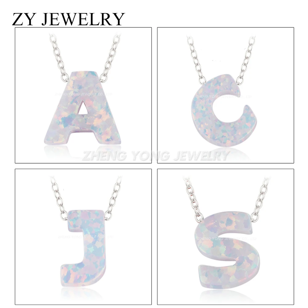 1 шт./лот подвеска с буквами из снежно белого опала ожерелье инициалами