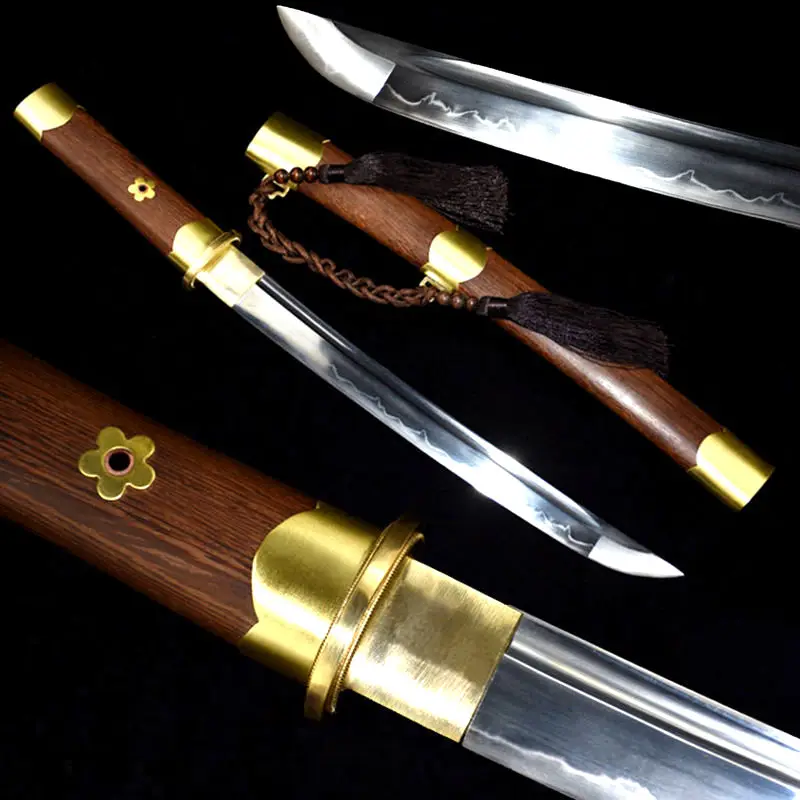 Медные фитинги/палисандр японский Танто меч Wakizashi Катана ГЛИНА ЗАКАЛЕННОЕ T10