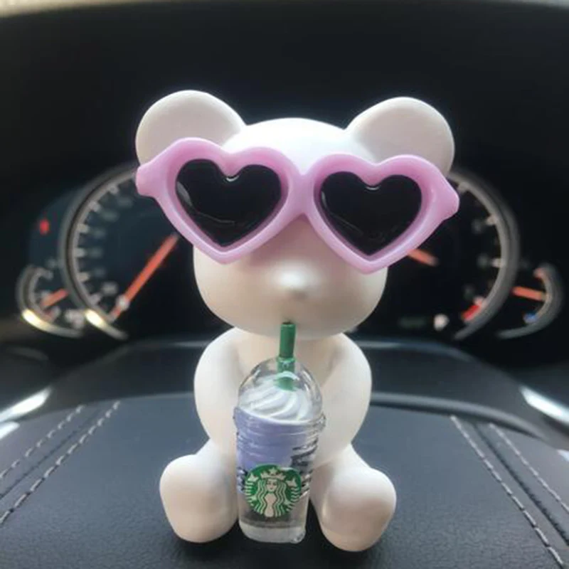 Car Air Freshener Cool Sunglasses Drinking Bear Conditioning Vents Perfume Clip Auto Interior Fragrance Smell Decoration | Автомобили и - Фото №1