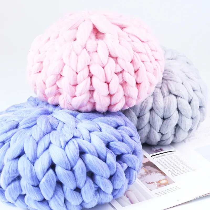 Круглая вязаная крючком массивная шерстяная подушка ручной работы вязаные