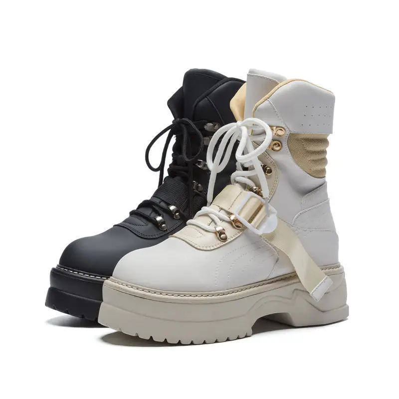 Smirnova lace up autumn winter boots round toe comfortable women top quality boots platform ankle boots for women