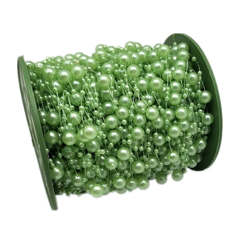 light green Горячая 8+ 3 мм леска искусственная цепочка с жемчужными бусинами гирлянда цветы DIY свадебная поставка украшений для вечеринок 5BB5600 - Цвет: light green