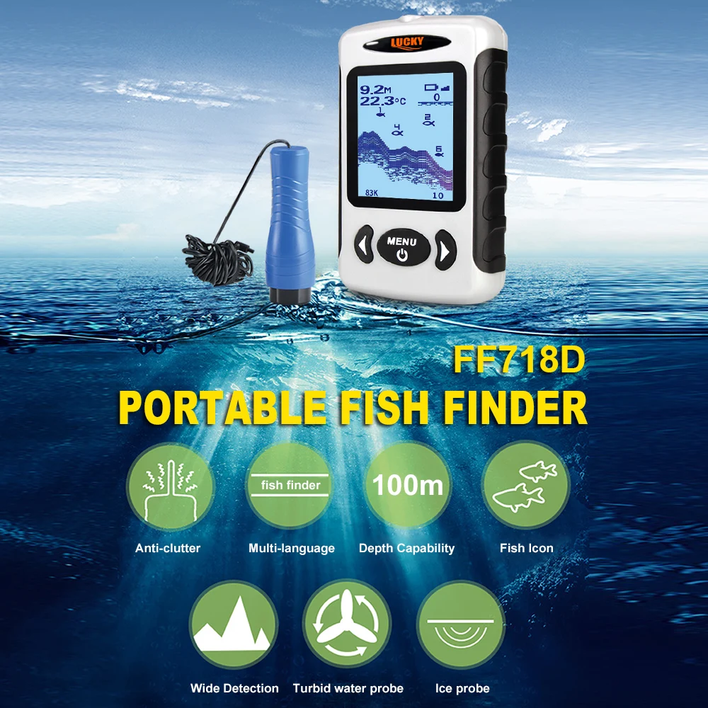 LUCKY FF718D-Ice 2 &quotLCD Портативный рыболокатор Открытый 200 кГц/83 кГц двойной
