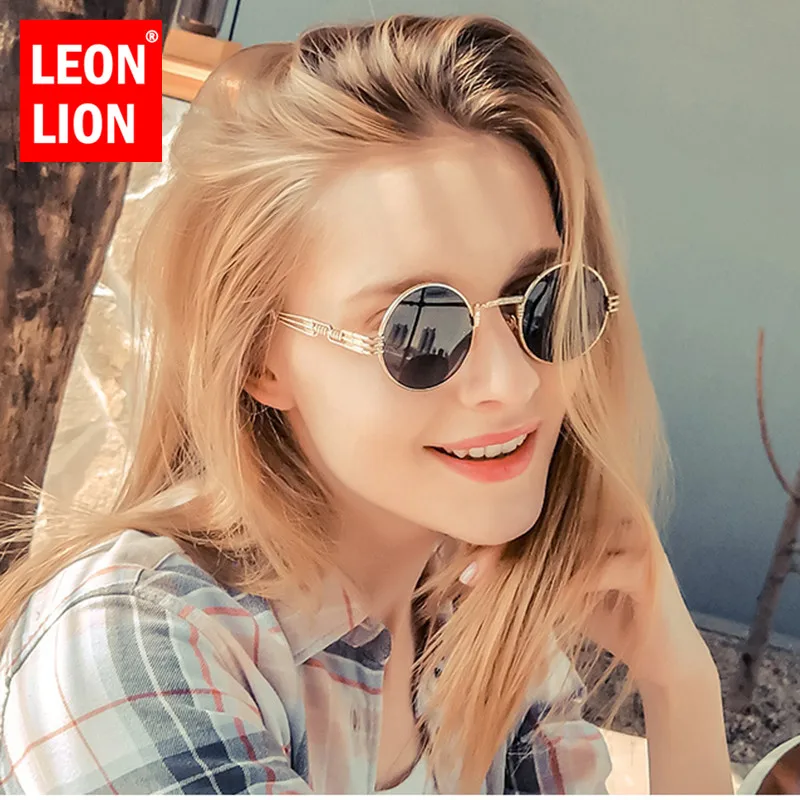 LeonLion 2021 стимпанк Круглые Солнцезащитные очки женские Ретро высококачественные