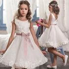 Милые для девочек в цветочек платья с поясом по колено, платье принцессы на день рождения, вечерние платья индивидуальный заказ размер От 2 до 16 лет