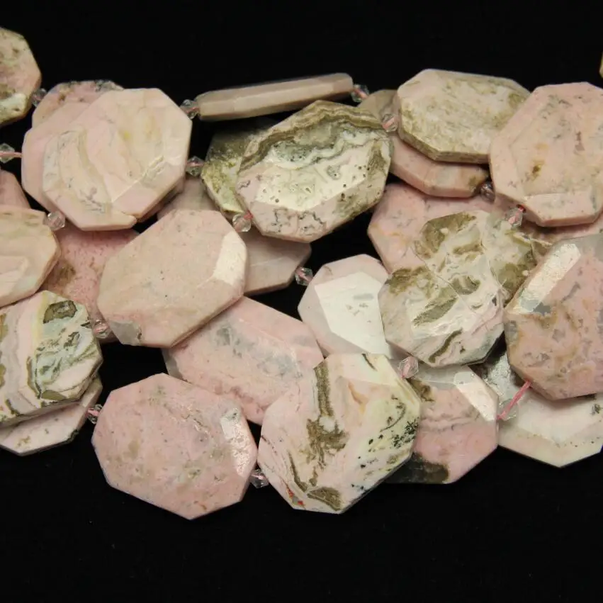 Полная нитка граненые Восьмиугольные родониты россыпью бусины центр