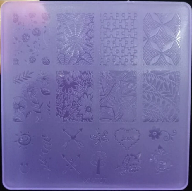 Rose Grass Acryl Square Nail Stamping Plates Flower Rainbow Smiley Face Image Manicure Art Template XY-T29 | Красота и здоровье