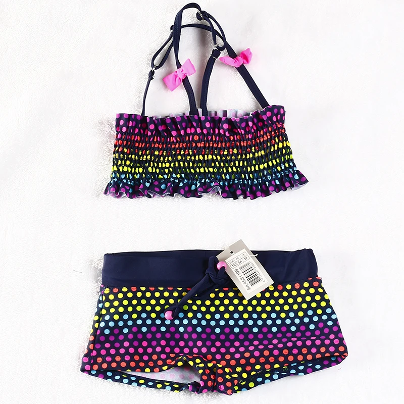 FINAL SALE!!! Two pieces Girls swimwear Kids Bikini sets Lovely Polka Dot swimsuit Children Biquini Infantil-H052 | Спорт и