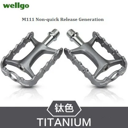 Titanium Wellgo оригинальные M111 быстросъемные не быстросъемные велосипедные педали для шоссейного велосипеда сверхлегкие педали MTB велосипедные педали с подшипником - Цвет: Titanium