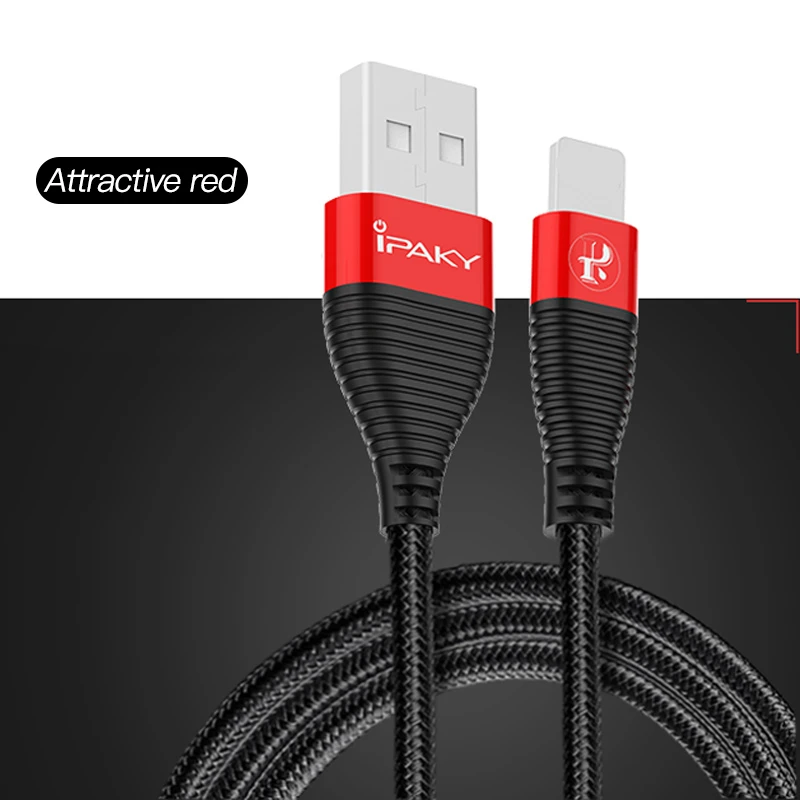 Red IPAKY USB кабель для iPhone кабель для мобильного телефона Синхронизация данных Быстрый зарядный кабель для iPhone X XR XS MAX 8 7 6 Plus iPad - Цвет: Red