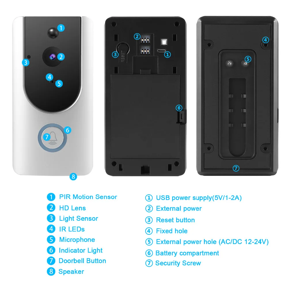 Smart Wireless Security wifi doorbell HD 720P video intercom Recording Video Door Phone Remote Home Monitoring door bell | Безопасность