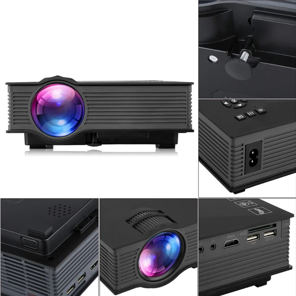 Uc46 + uc46 Беспроводной WI FI мини Портативный проектор 1200 люмен 800x480 Full HD светодиодный